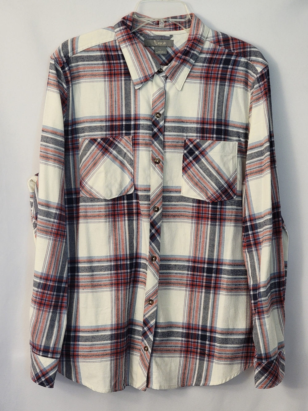 Natural Reflections Red & Navy Plaid Flannel Shirt Size XL